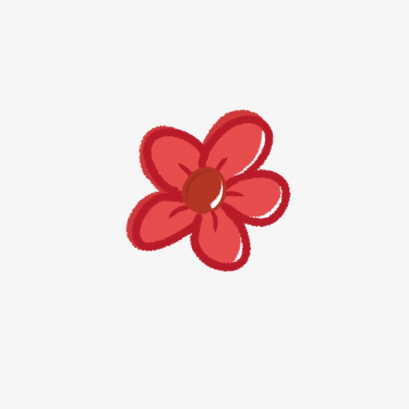 小花主题纯手绘红色花花元素设计