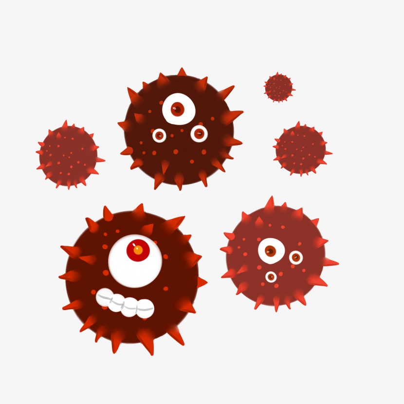 圆形红色细菌插画