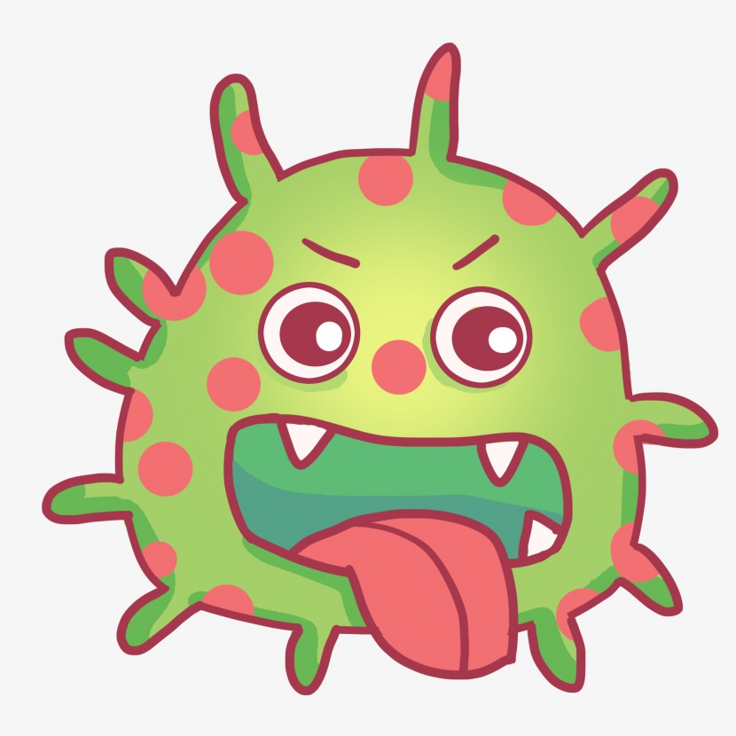 吐舌头凶悍的细菌卡通