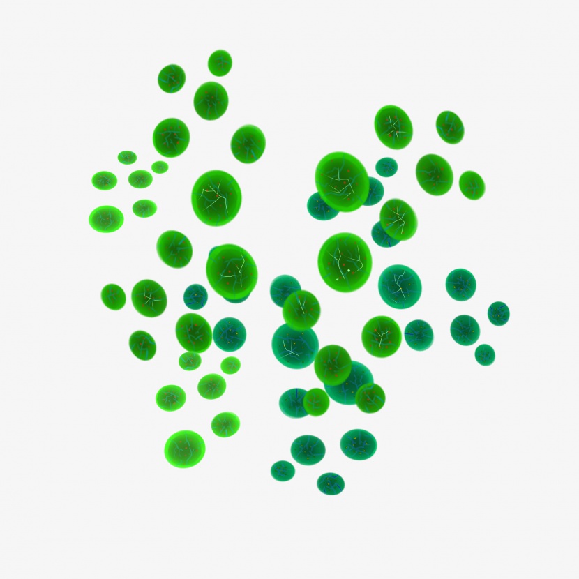 绿色的繁多细菌插画