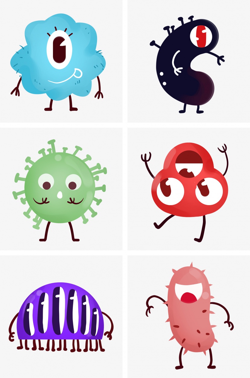 细菌病毒手绘卡通可爱