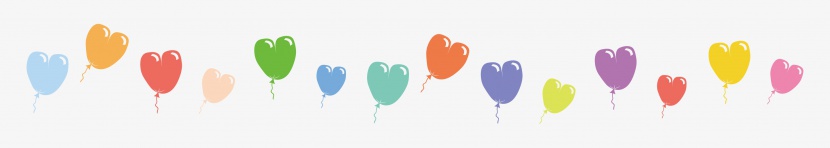 糖果色漂浮爱心气球分割线