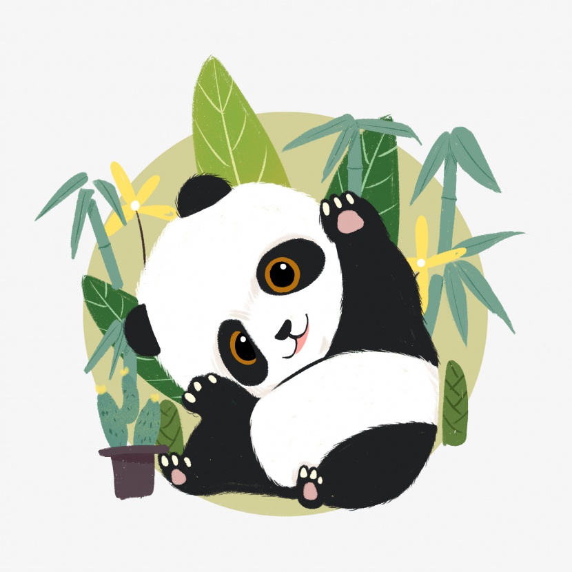 卡通手绘可爱动物插画熊猫