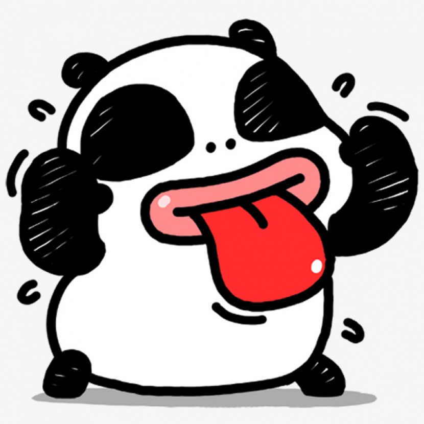 可爱的熊猫吐舌头