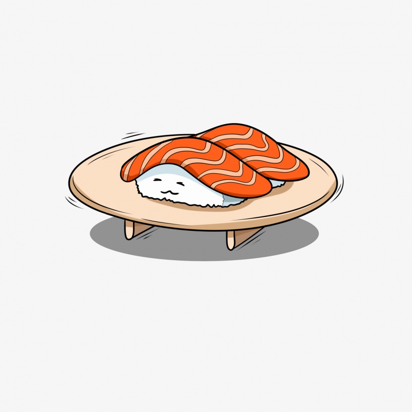 卡通剪纸日式寿司插图海报背景装饰图案