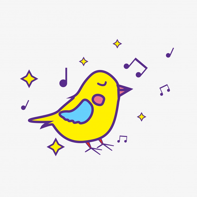 唱歌的小黄鸟矢量背景海报装饰素材