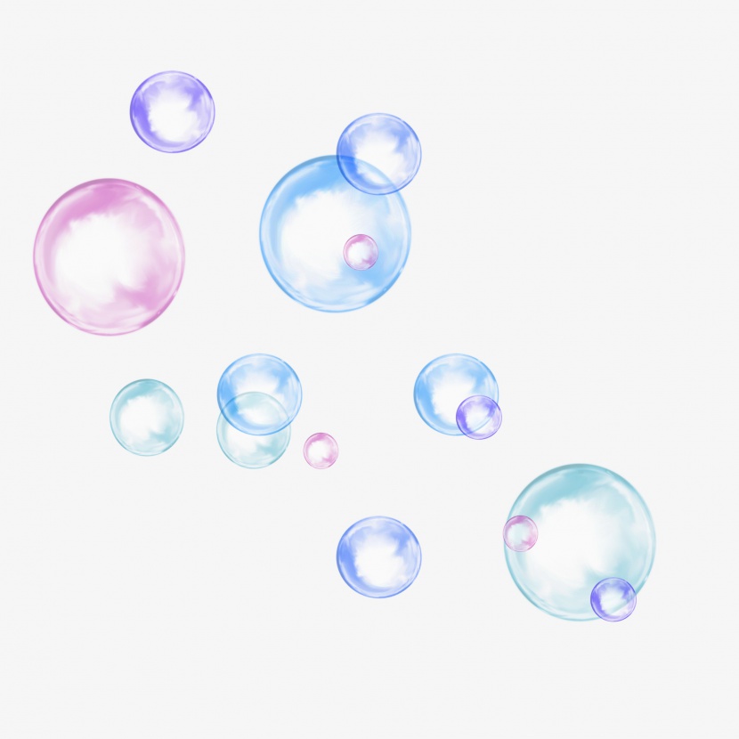 彩色漂浮装饰卡通半透明小清新气泡元素