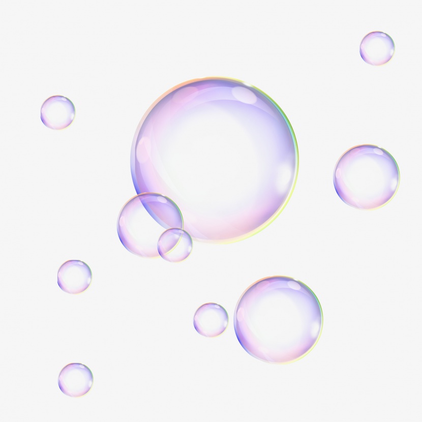 紫色渐变卡通透明漂浮装饰气泡元素