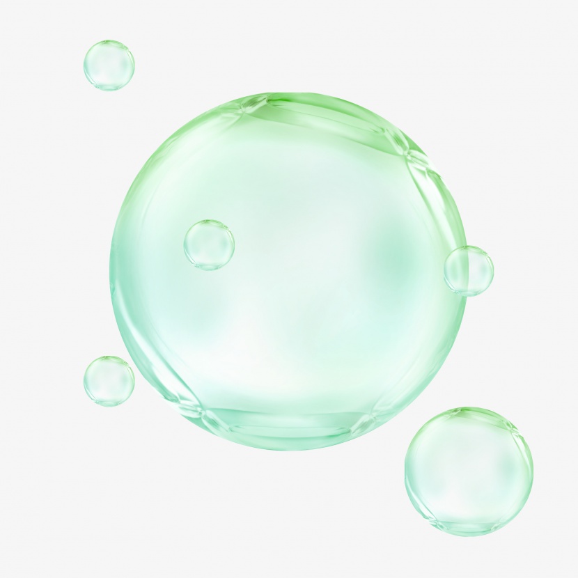 卡通彩色透明晶莹气泡绿色漂浮元素