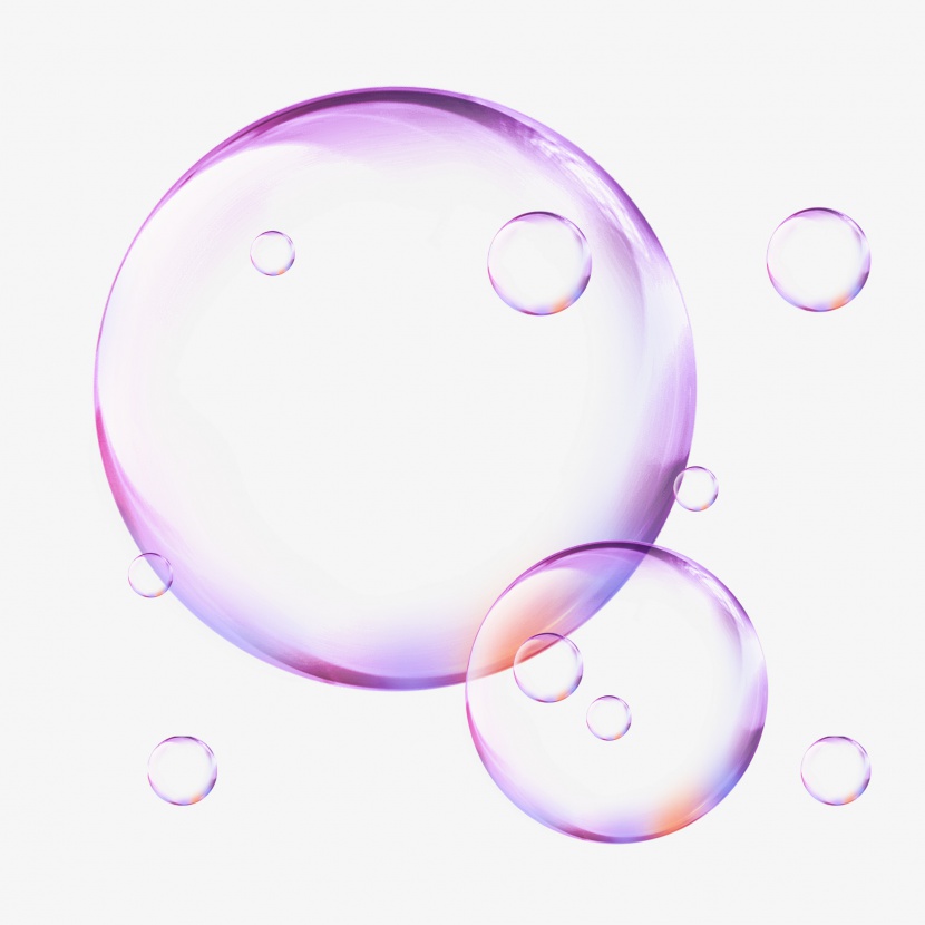彩色透明紫色渐变装饰漂浮气泡元素
