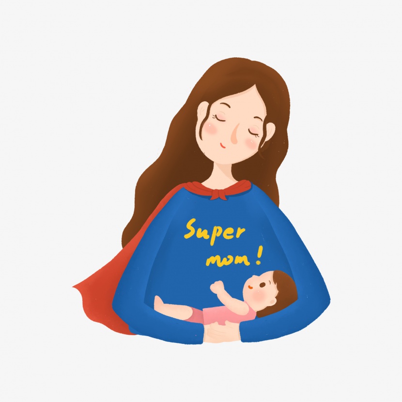 母亲节超人妈妈抱着婴儿睡觉