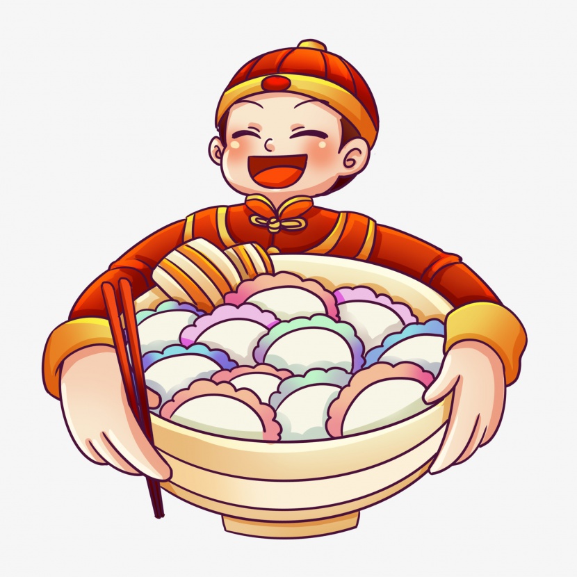 新年卡通元素过年吃饺子新年习俗