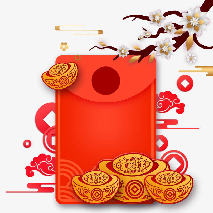 新年喜庆促销红包卡通手绘中国风元素设计