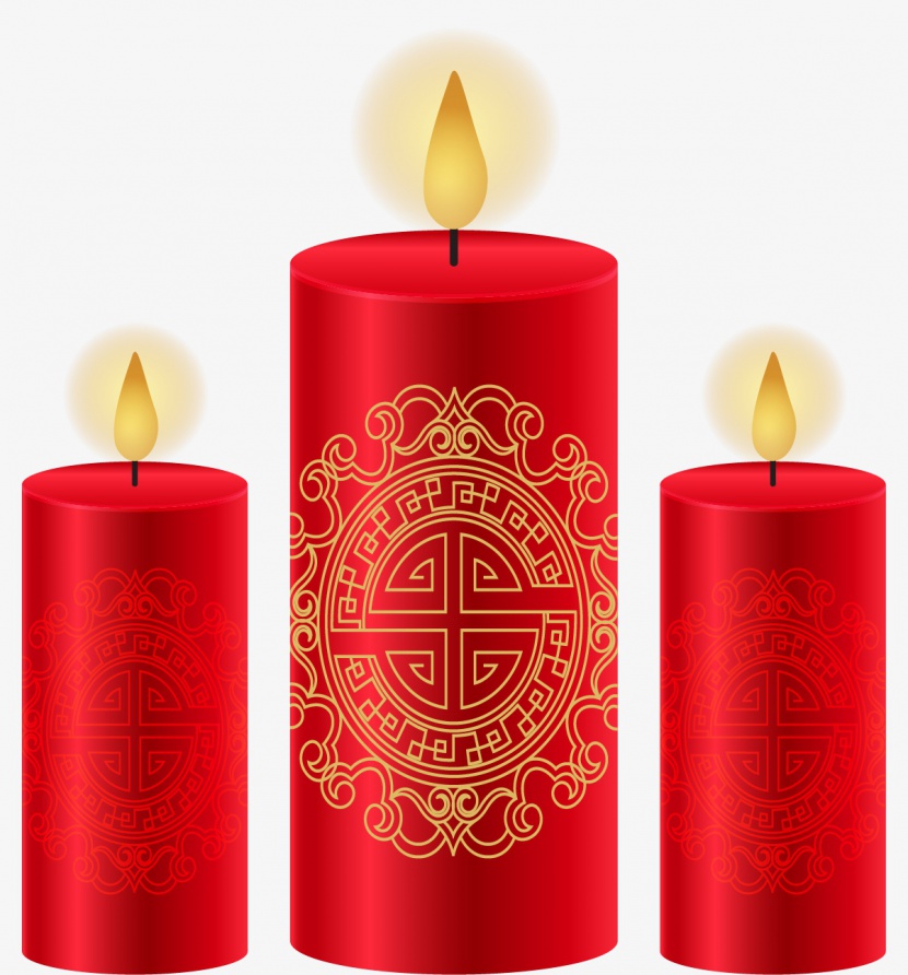 新年红色元素蜡烛