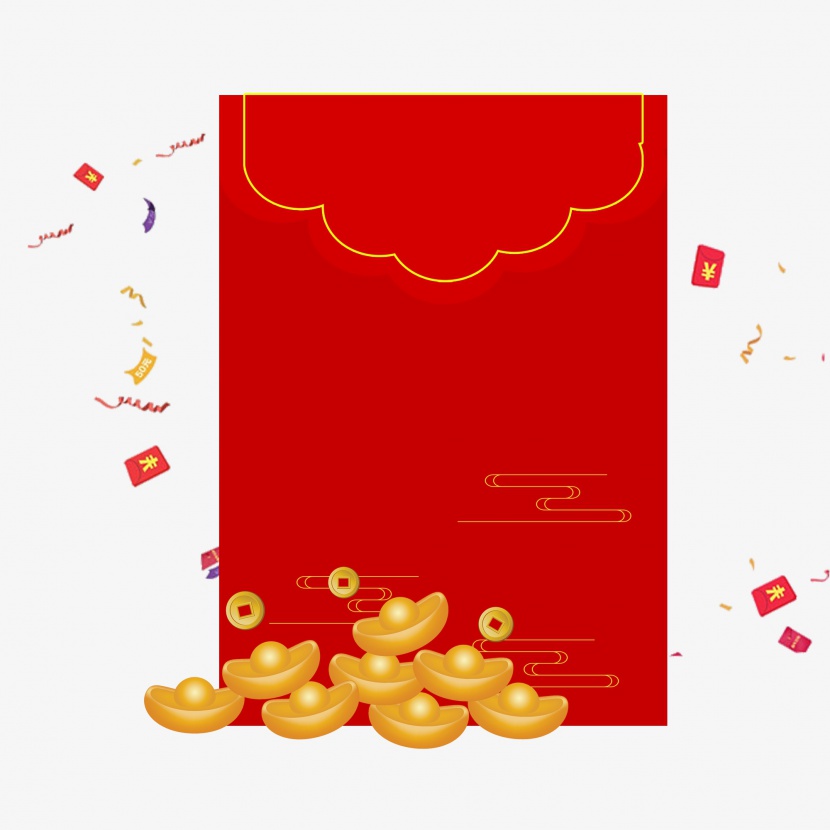 元旦春节新年喜庆红包装饰元素元宝