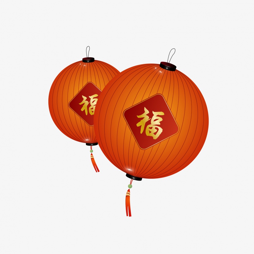 春节灯笼元素新年福传统中国风红色