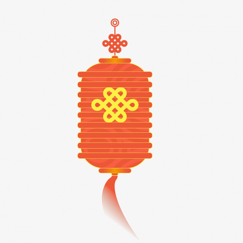 矢量线性中国结红灯笼新年免抠元素