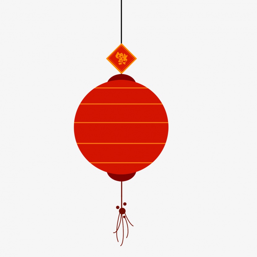 新年春节中国风扁平剪纸灯笼福字装饰
