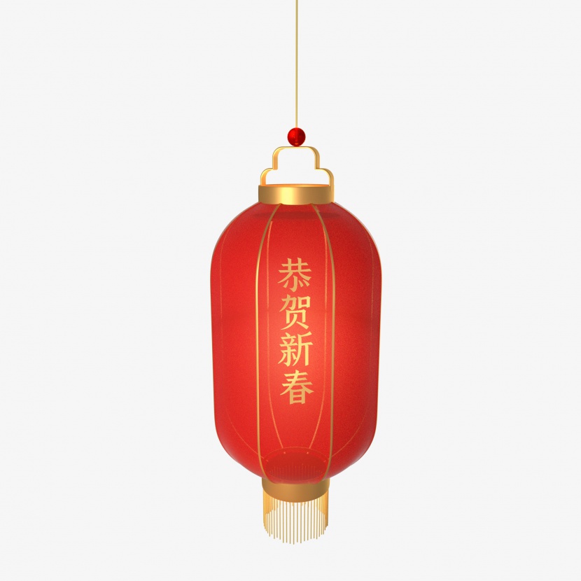3d中国风传统新年春节过年红灯笼
