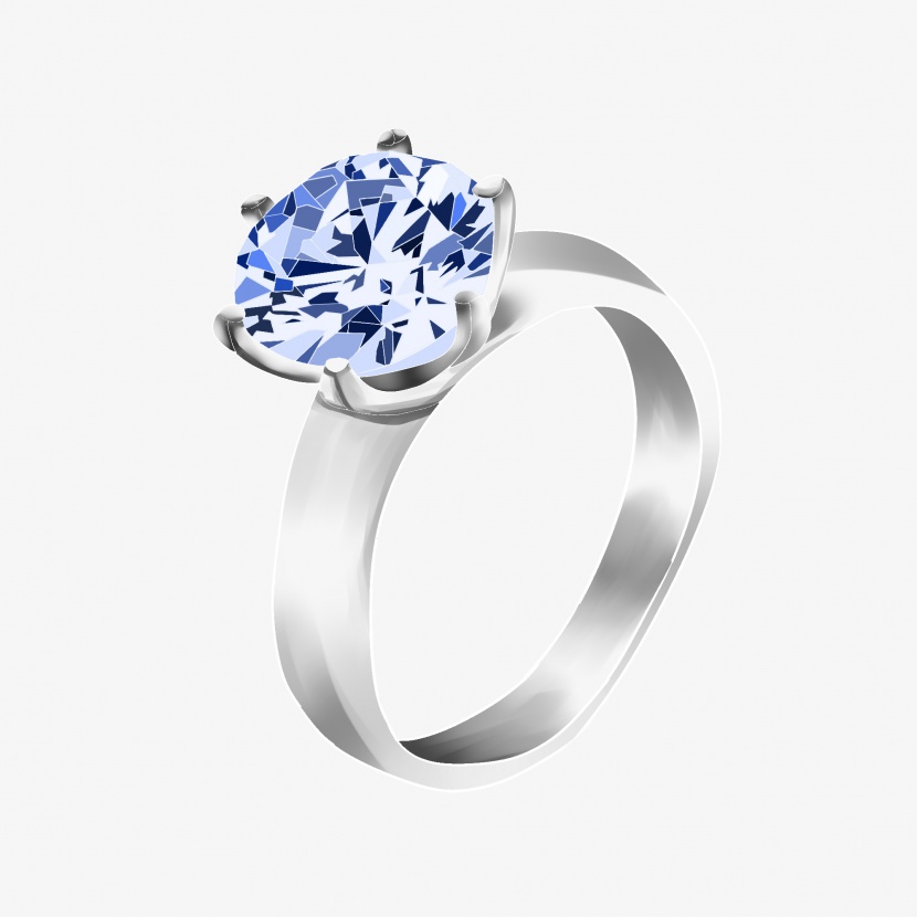 钻石戒指蓝色装饰写实情人节情侣