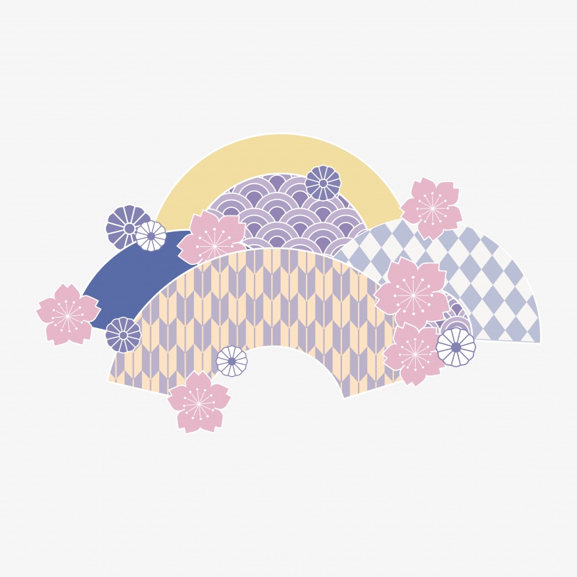 扇形樱花日式花纹