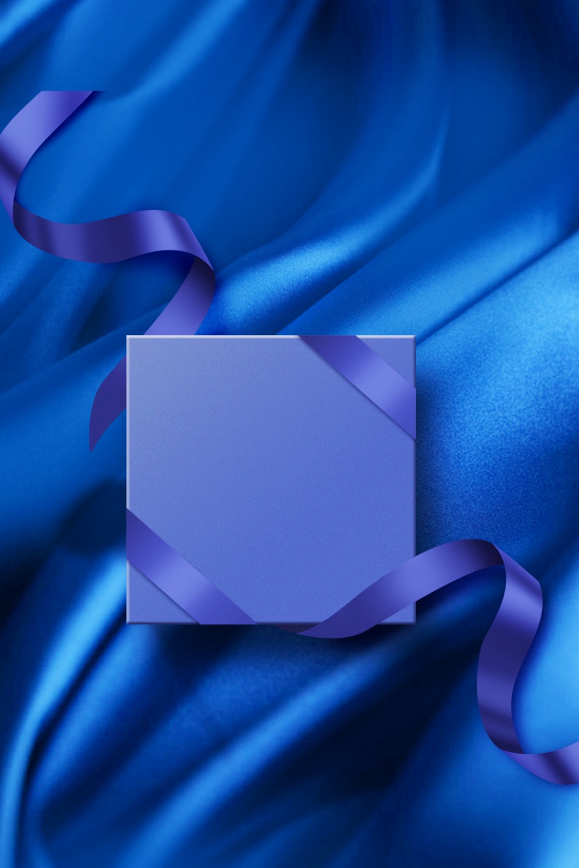 蓝色丝绸丝质礼品盒背景