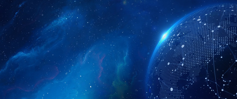 蓝色科技地球几何线条banner背景