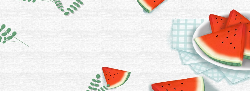 夏日卡通清新手绘纹理西瓜水果可爱海报广告