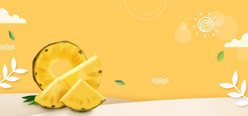 水果美食菠萝小清新海报