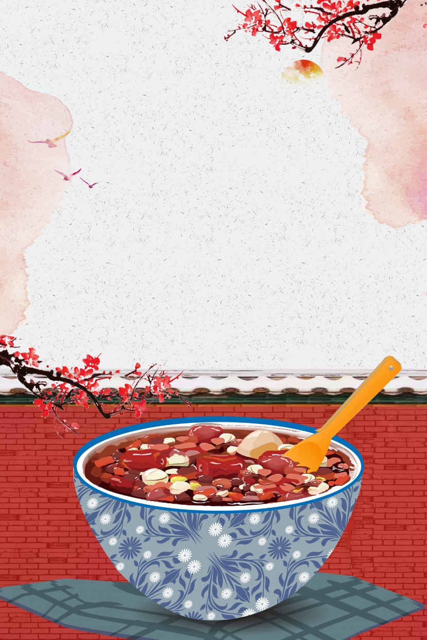 简约中式腊八节腊八粥传统节日鼠年海报背景