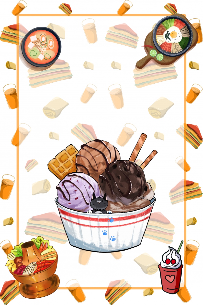 卡通吃货节冰淇淋海报
