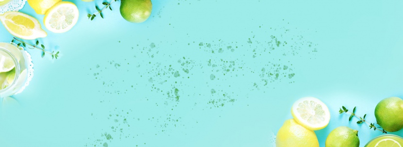 绿色创意圆弧柠檬背景
