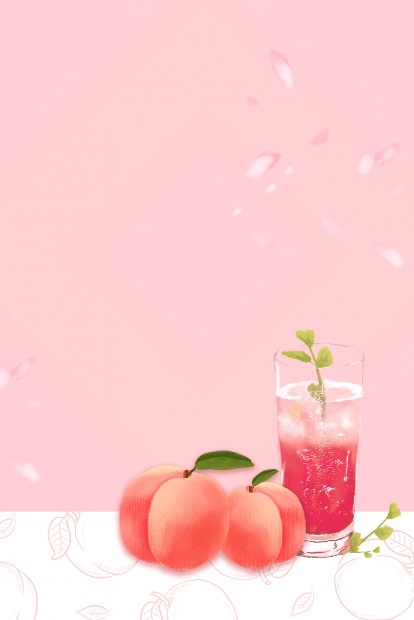 蜜桃熟了春季食物粉色海报