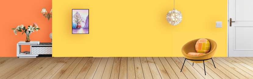 橙黄色明亮室内空间家居家电海报背景