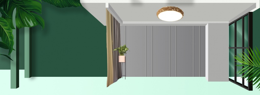绿色时尚整体家居空间家具海报背景