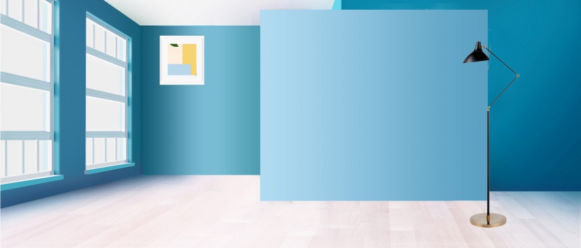 蓝色现代简约高级渐变纹理室内家具海报背景