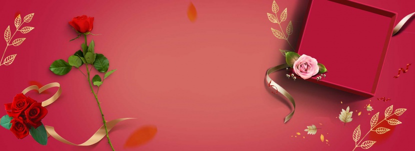 感恩节玫瑰花朵礼盒活动促销海报背景