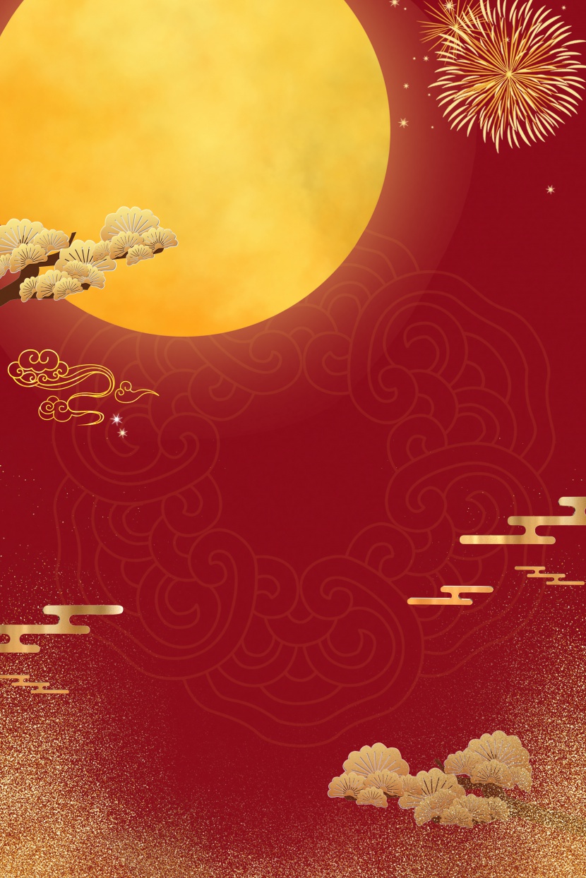 中秋节中国风复古红色海报背景