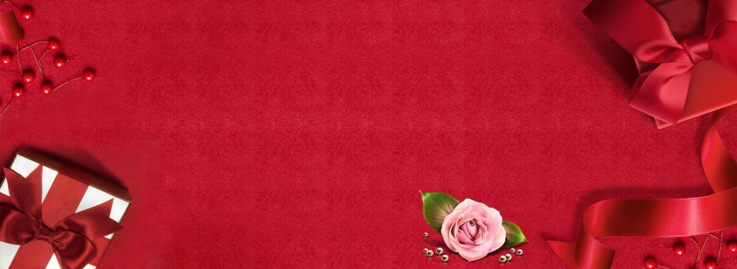 红色浪漫情人节香水鲜花化妆品海报背景