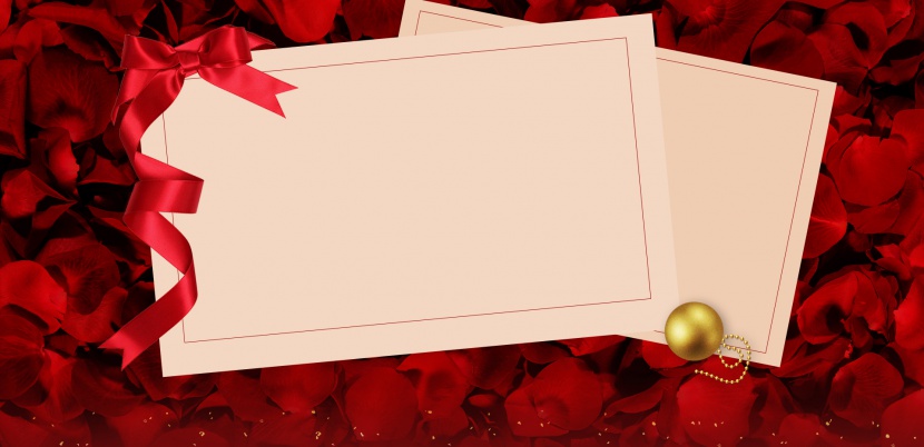 浪漫红色玫瑰花瓣珠宝饰品情人节海报背景