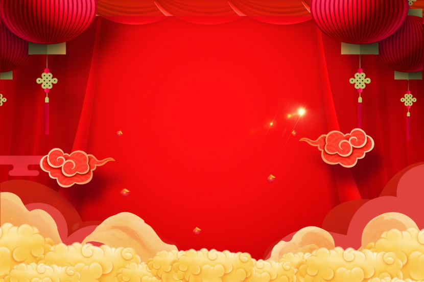 红色中国风灯笼家用电器新年春节海报背景