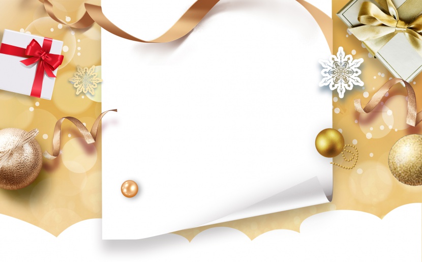 金色大气礼盒丝带装饰圣诞节化妆品海报背景