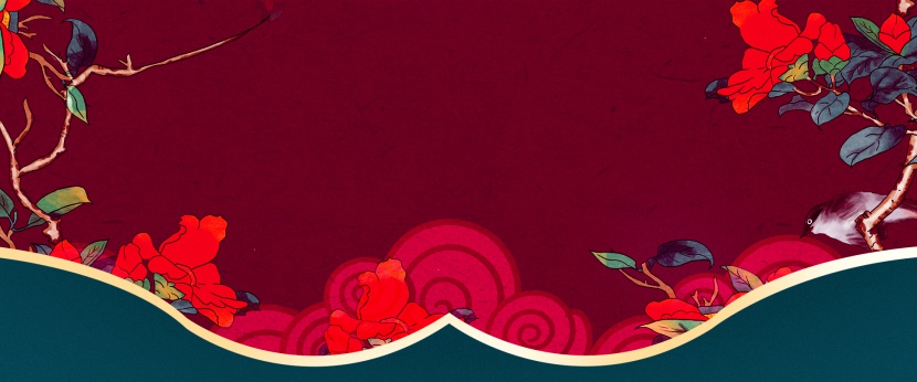 紫红色复古中国风箱包布鞋节日海报背景