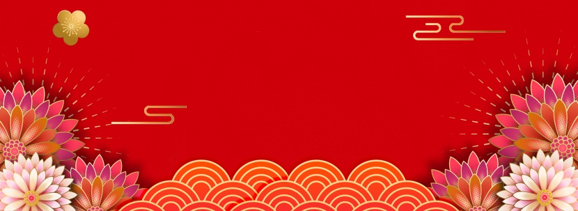 中国风新年氛围立体花朵海报背景图