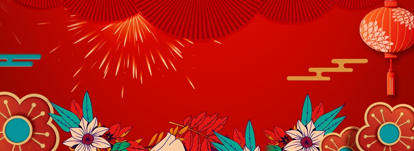 淘宝天猫电商新年氛围红色立体花朵海报背景