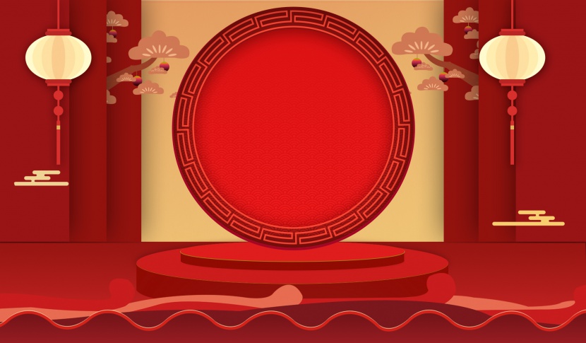 红色喜庆中国风年货节新年食品零食海报背景