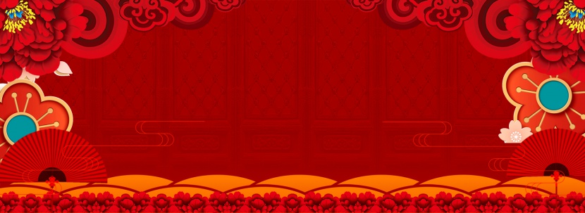 新年中国风红色电商海报背景