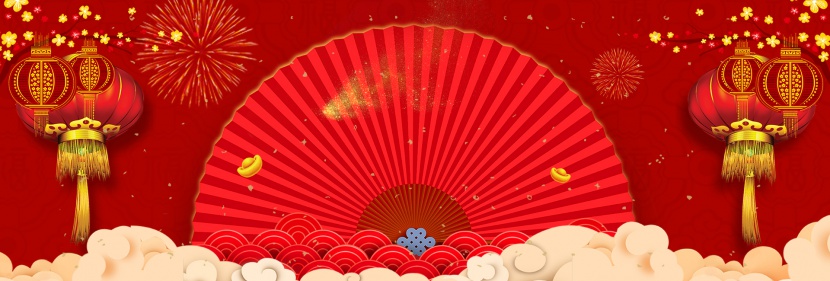 大红色中国风喜庆过年女装海报背景