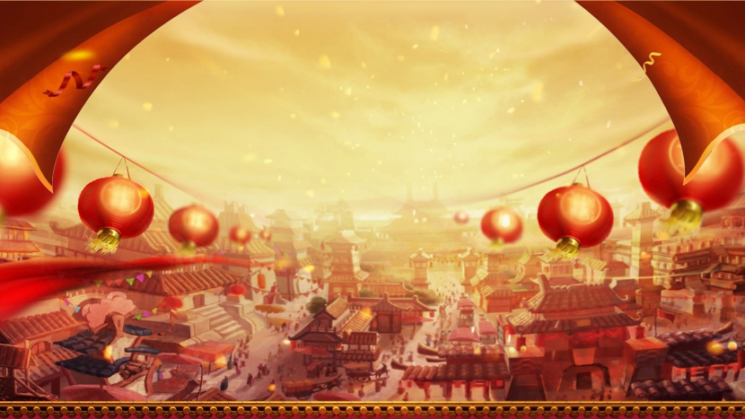 中国风灯笼装饰年货百货春节节日海报背景