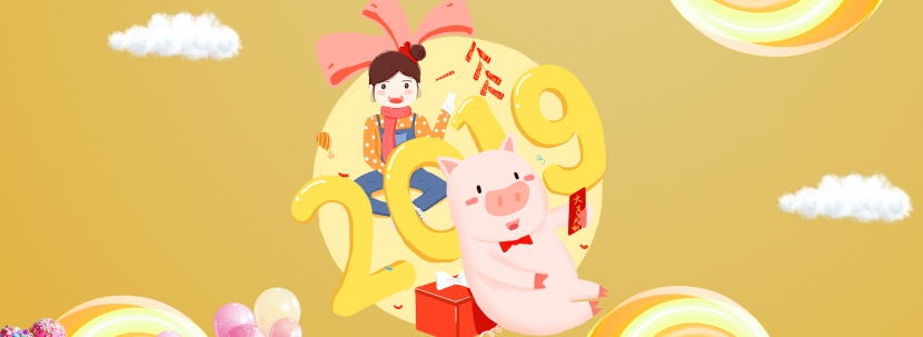 2019猪年卡通电商海报背景